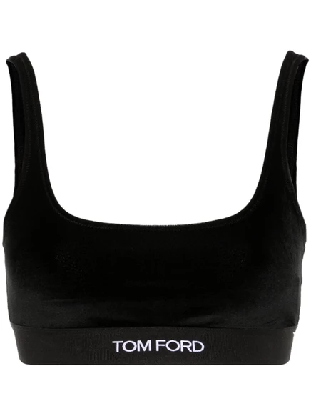 Топ без косточек из жаккардового бархата с логотипом TOM FORD black