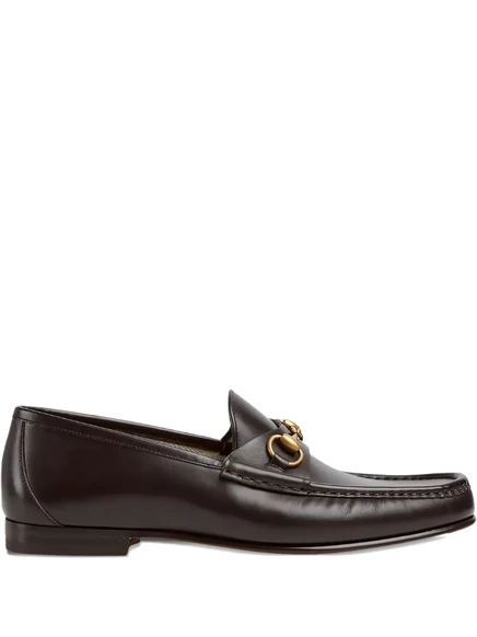 Мужские кожаные лоферы Gucci Horsebit, темно-коричневые