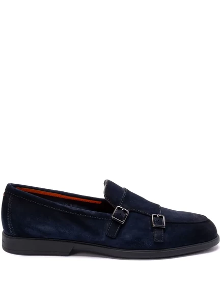 Мужские замшевые лоферы Santoni, темно-синие