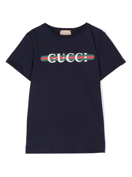 Детская футболка Gucci Kids с логотипом, синяя