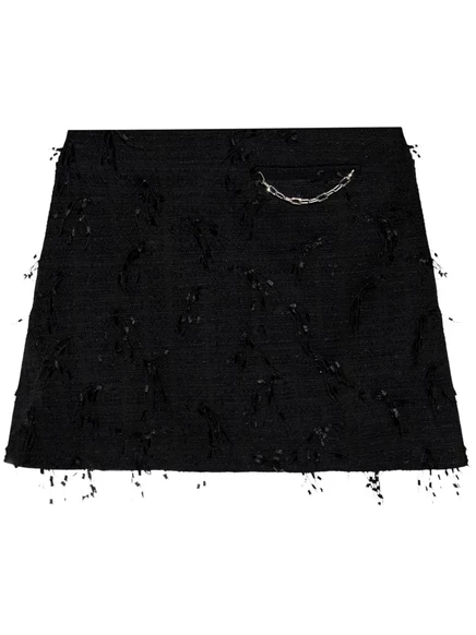 Мини-юбка из твида с бахромой от GANNI black