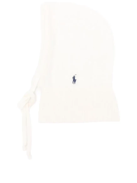 Женская вязаная балаклава Polo Ralph Lauren с завязкой, кремовая