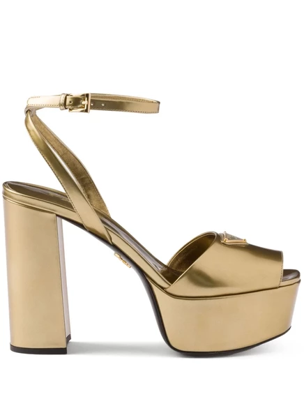 Босоножки Prada на кожаной платформе 115 мм gold