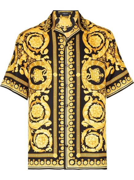 Мужская рубашка Versace Barocco из шелка, желтая