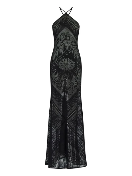 Женское макси-платье Roberto Cavalli жаккардовое, черное