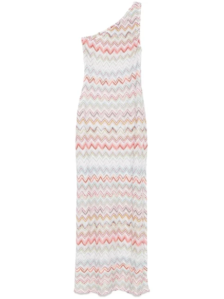 Женское макси-платье Missoni Zigzag, бело-многоцветное