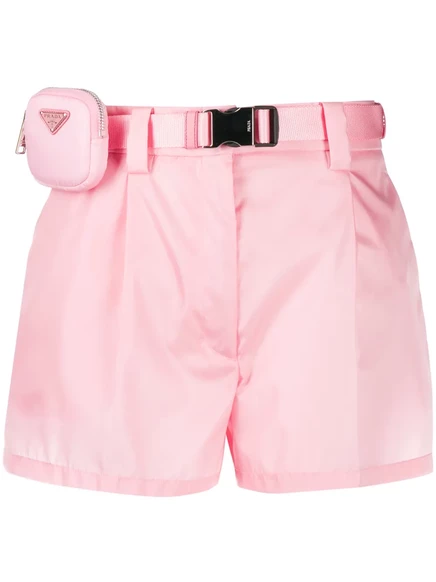 Шорты с поясом-сумкой Prada pink