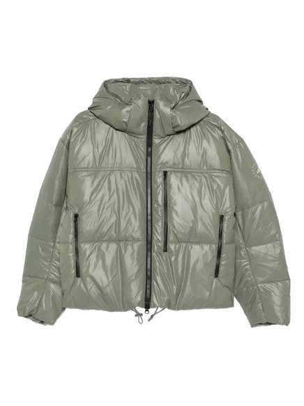 Женский пуховик Adidas by Stella McCartney с капюшоном, зеленый