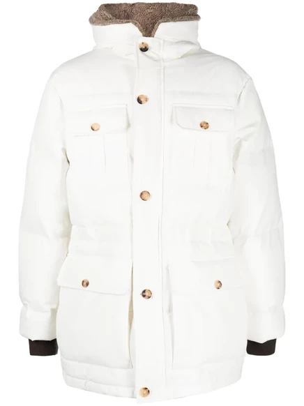 Стеганое пальто на кашемировой подкладке Brunello Cucinelli white
