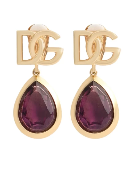 Женские серьги Dolce & Gabbana с логотипом и кристаллами, золотистые