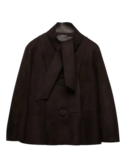 Замшевая куртка Prada с застежкой на пуговицы brown