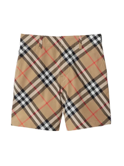 Хлопковые шорты Burberry Kids с винтажным принтом в клетку