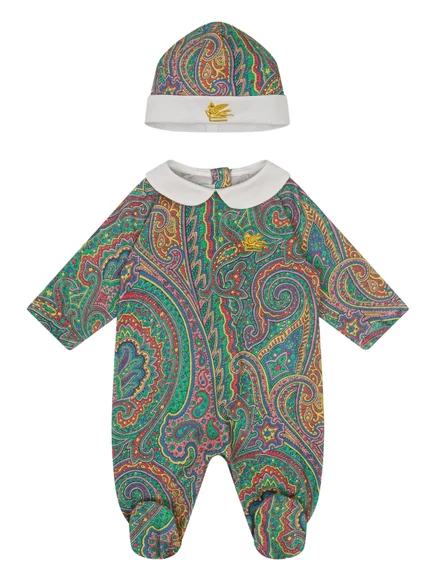 Детский комплект ETRO KIDS: комбинезон и шапочка, зеленый