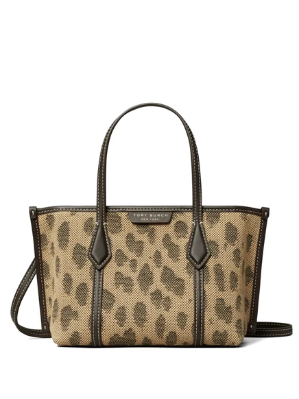 Женская сумка Tory Burch Mini Perry из канвы, коричневая