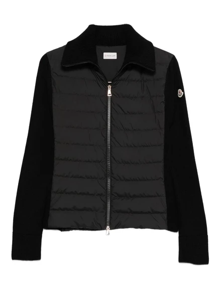 Женский пуховик Moncler с вязанными рукавами, черный