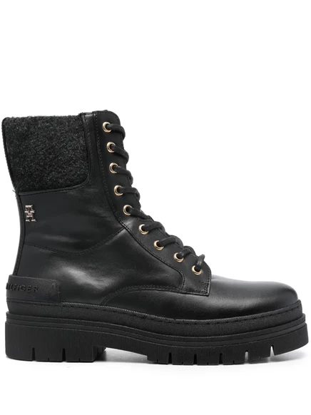 Валяные кожаные сапоги Tommy Hilfiger black