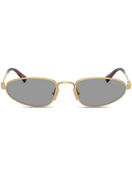 Женские очки Miu Miu овальные, золотистые, серые линзы