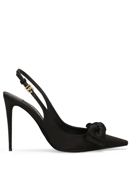 Туфли-лодочки Dolce & Gabbana с бантиком длиной 105 мм и серебристой спинкой  black