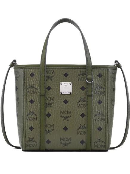 Мини-сумка-тоут MCM Toni Visetos, зеленая