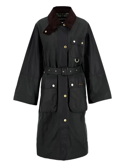 Пальто Barbour с поясом и манжетами из шотландки black