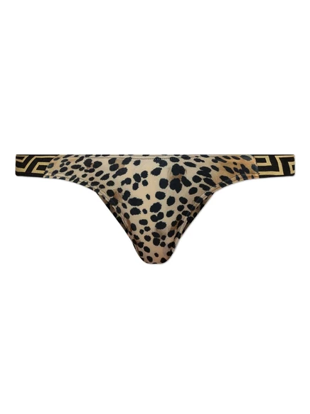 Женские стринги Versace в леопардовый принт, черные/многоцв.