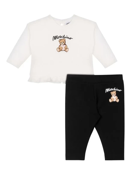 Детский комплект MOSCHINO KIds с мишкой, бело-черный