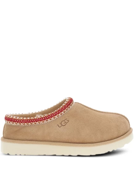 Женские тапочки Ugg замшевые с плетеной отделкой, бежевые