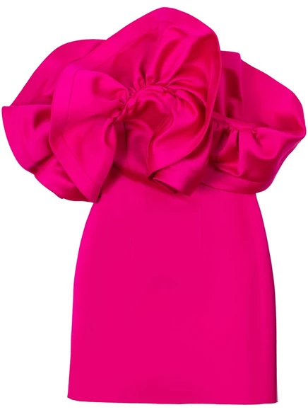 Платье с открытыми плечами и оборками от фабрики AZ pink