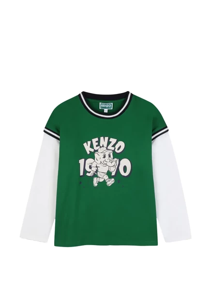Футболка для мальчиков Kenzo Kids с длинными рукавами, зеленая