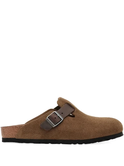 Мужские сабо Birkenstock замшевые на пряжке, коричневые