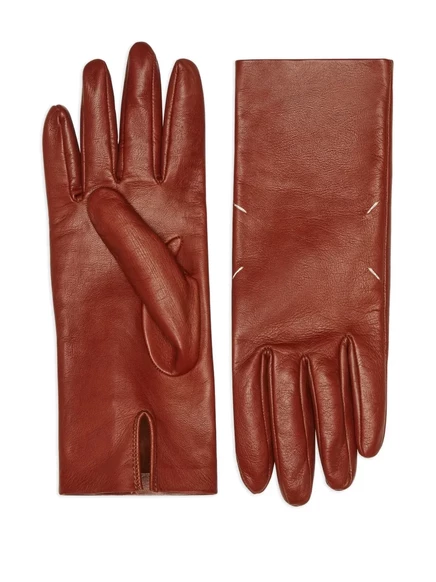 Женские кожаные митенки Maison Margiela, коричневые