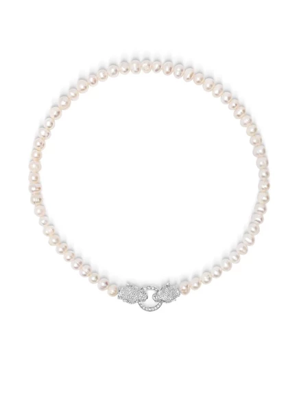 Женское колье Nialaya Jewelry Panther Head с жемчугом, белое