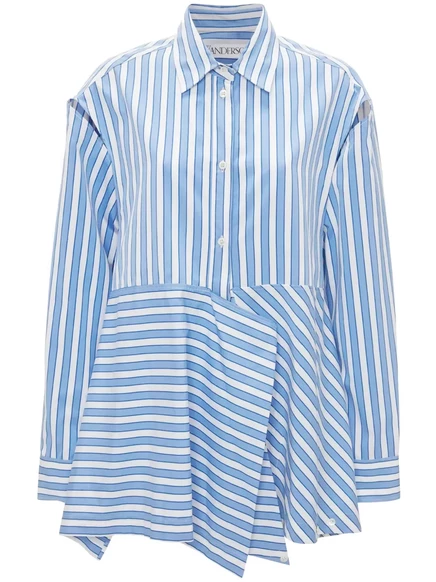 Полосатая хлопчатобумажная рубашка с драпировкой от JW Anderson blue