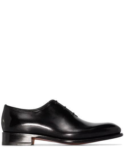 Мужские оксфорды Santoni кожаные на шнуровке, черные