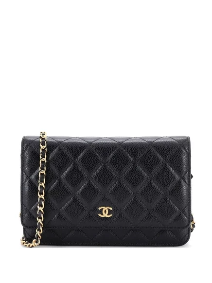 Бывший в употреблении кошелек CHANEL на цепочке, стеганая сумка Caviar crossbody