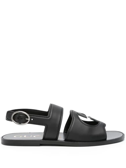 Мужские сандалии Gucci Interlocking G из кожи, черные