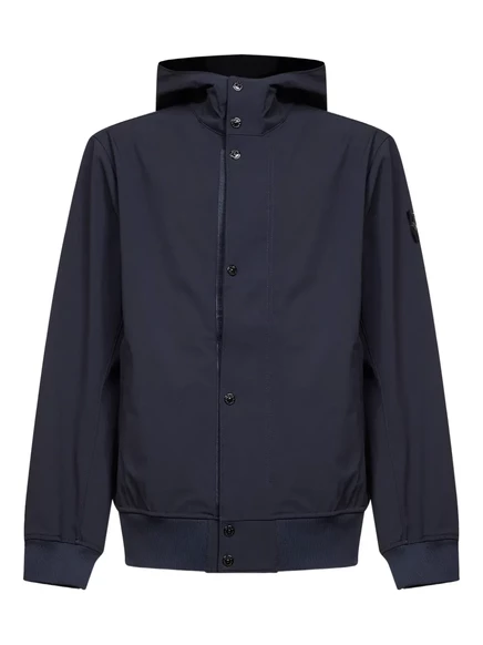 Мужская куртка с капюшоном Stone Island на молнии, синяя