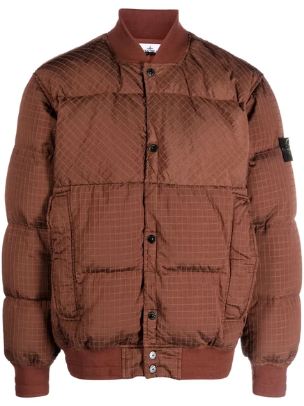 Мужская пуховая куртка Stone Island с нашивкой Compass, коричневая
