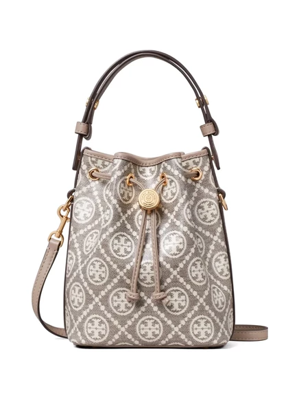 Сумка-бакет Tory Burch T Monogram, серая