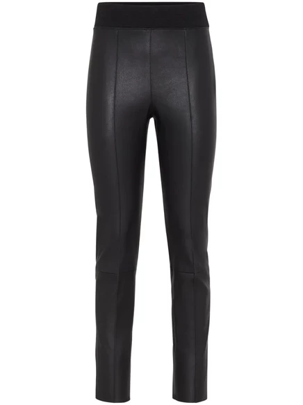 Женские кожаные леггинсы Brunello Cucinelli, черные