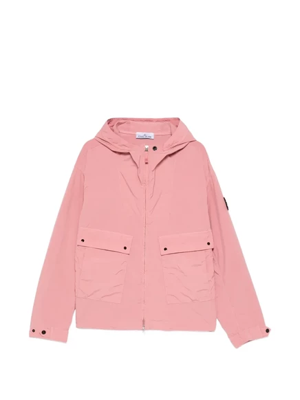 Мужская куртка Stone Island с капюшоном и карманами, розовая