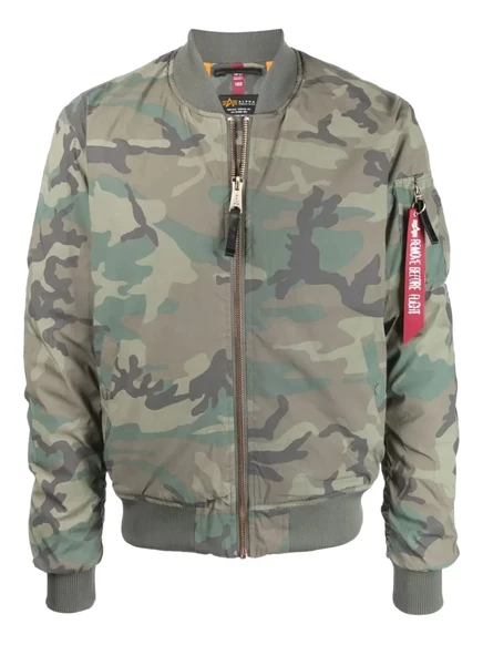 Мужская бомбер-куртка Alpha Industries, зеленый камуфляж