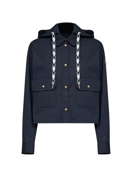 Женская куртка-рубашка Moncler с капюшоном, синяя