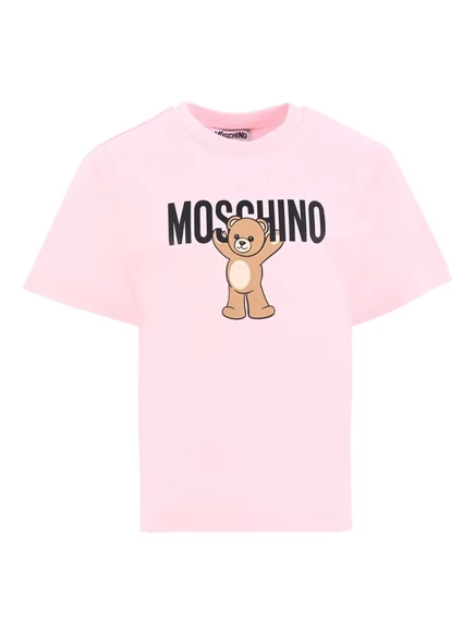Детская футболка Moschino Kids с мишками, розовая