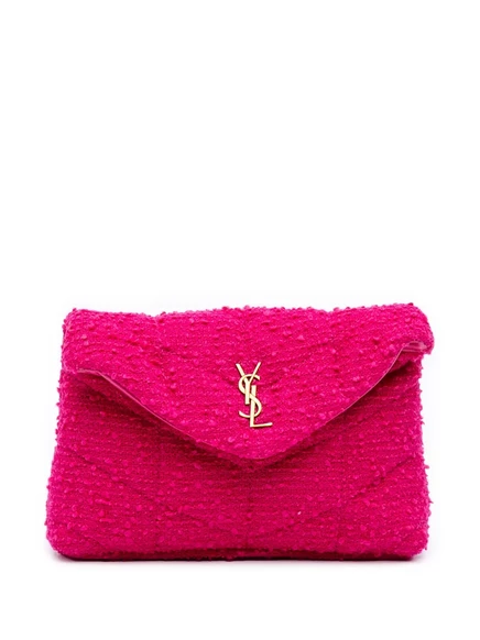Женский клатч Saint Laurent LouLou Toy букле-твид, розовый