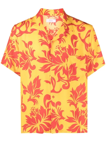 Унисекс рубашка ERL Tropical Flowers из вискозы, желтая