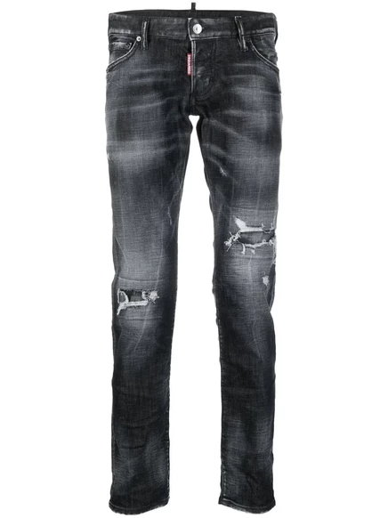 Мужские джинсы DSquared2 зауженные с потертостями, синие