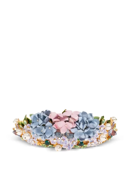 Ободок dolce & gabbana с цветочной отделкой, синий