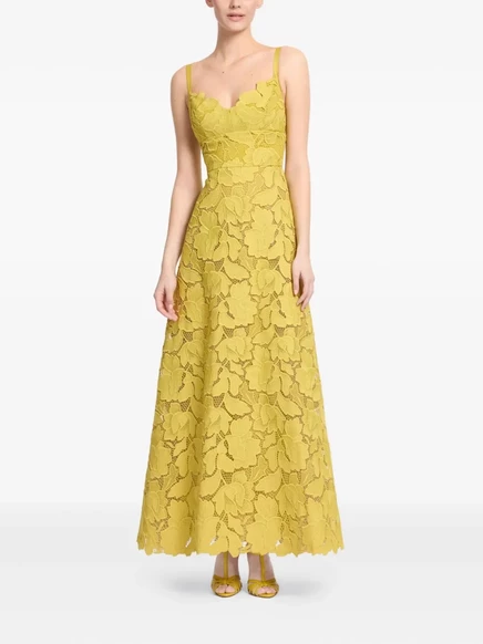 Миди-платье Elie Saab из макраме yellow