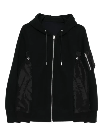 Мужской бомбер Sacai с кулиской в капюшоне, черный